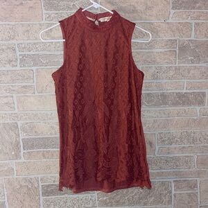 Rewind Terracotta Lace Sleeveless Blouse
